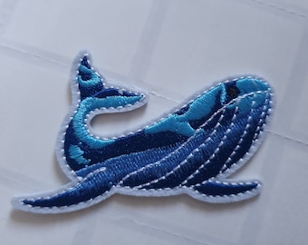 Ocean Blue Whale gesticktes Eisen auf Applikation Motiv Aufnäher