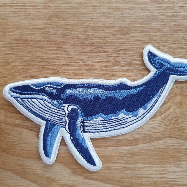 Blue Whale Embroidered Iron on Patch Applique Motif