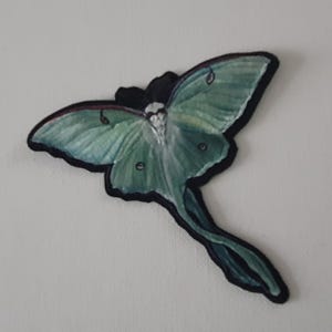 Lunamoth Moth Embroidered Iron on Patch Applique Motif