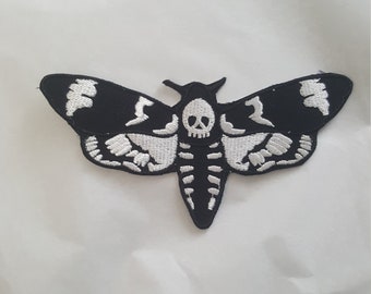 Death's Head Hawkmoth Embroidered Iron on Applique Motif Patch