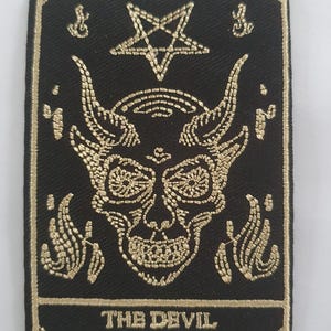 The Devil Tarotkaart geborduurd opstrijkbaar motiefpatch appliqué