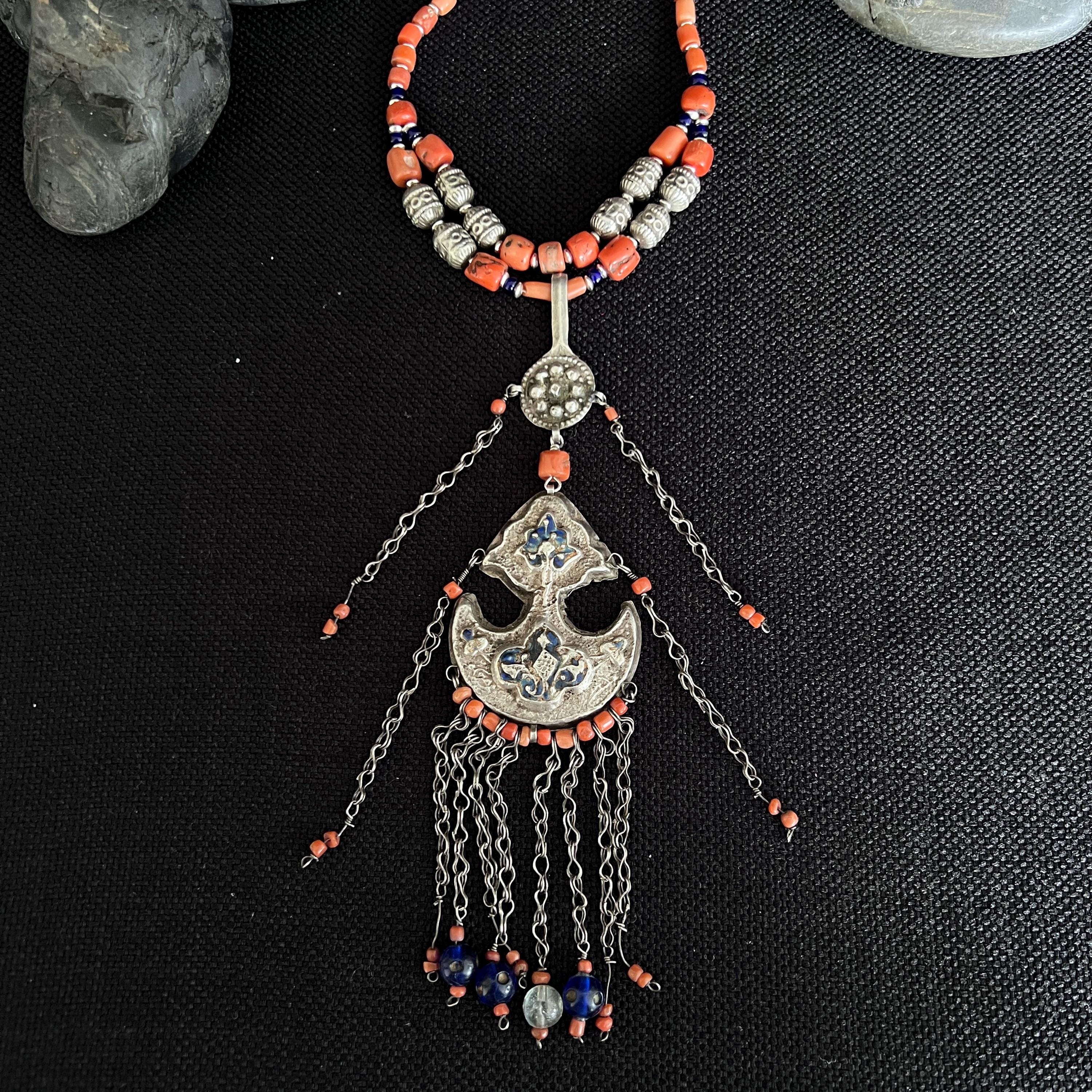 アンティークコーラルエナメルシルバーコレクターズアイテム