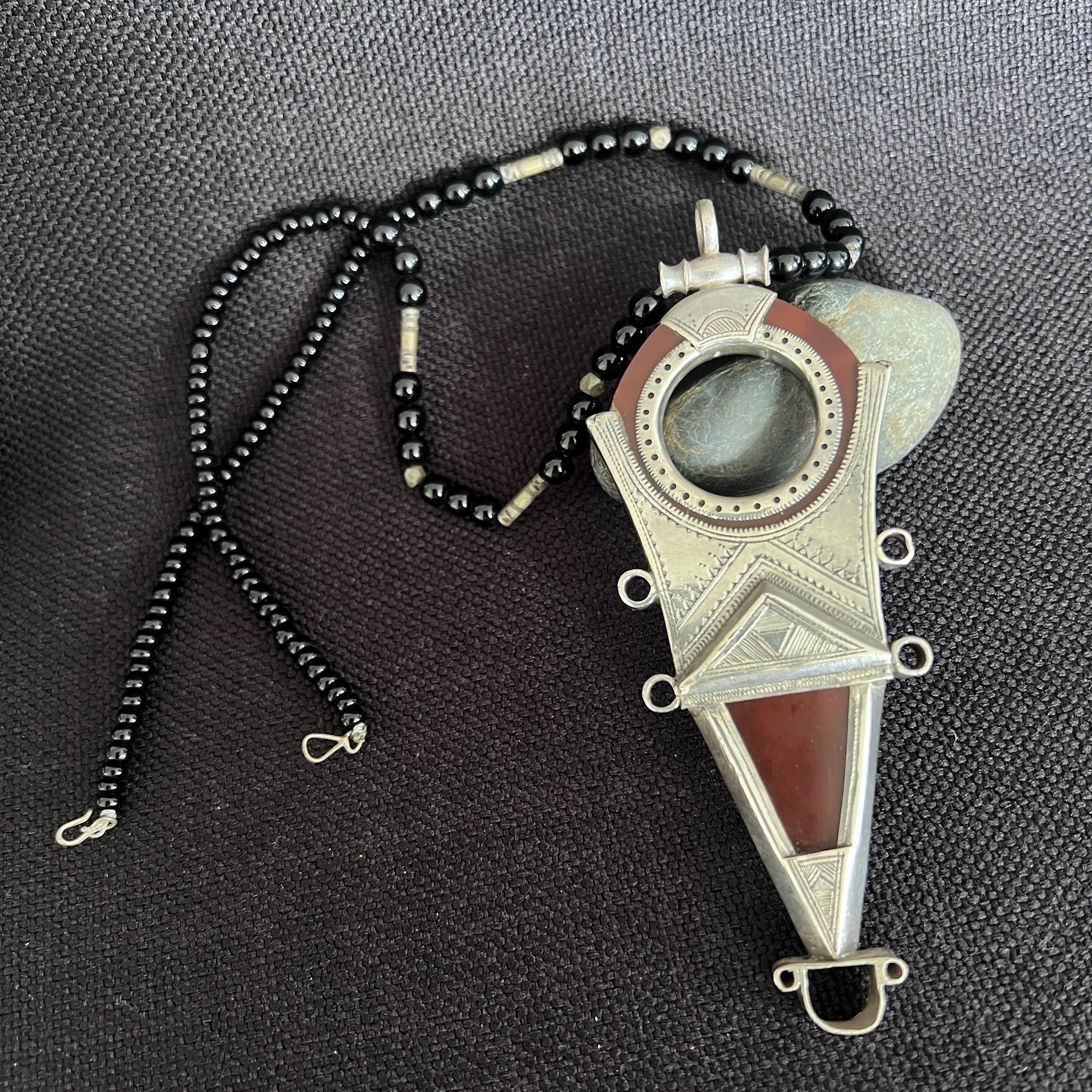 Tanfouk Tanfuk Silver Carnelian Morocco Berber Amazigh Pendant 