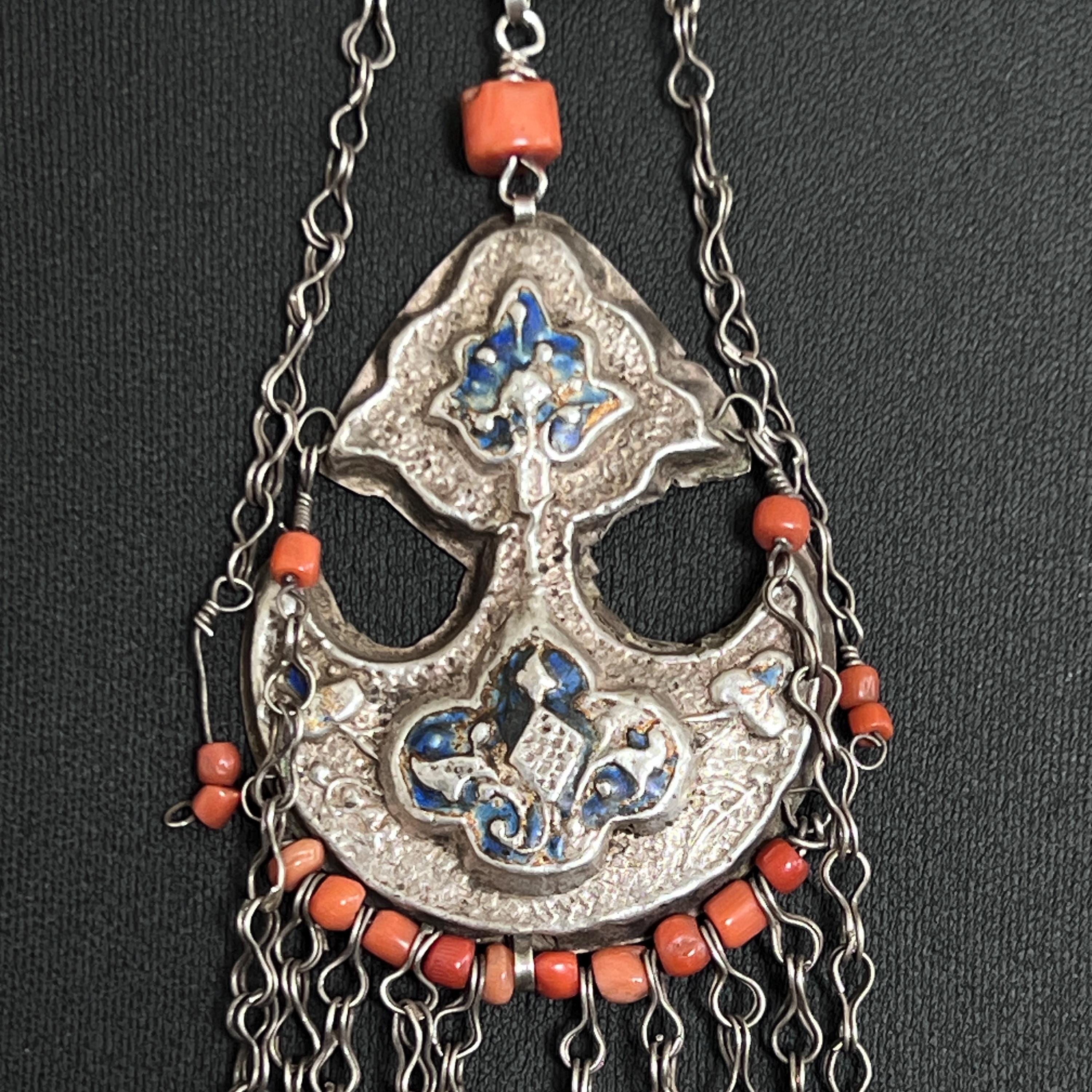 アンティークコーラルエナメルシルバーコレクターズアイテム