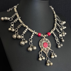 Antique Yemen Bedouin Silver Dowry Necklace Et5046