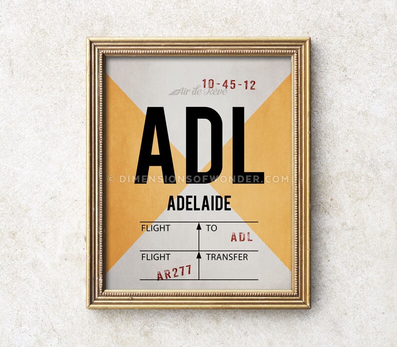 Adelaide Print Airport Code Adelaide Print Australia Vintage Etsy