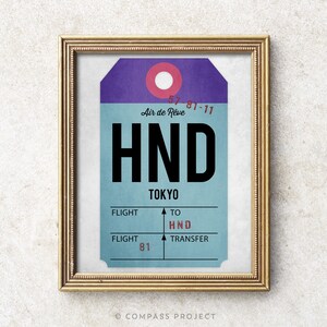 東京国際空港遊覧記念トレー Tokyo Haneda Print Luggage Tag Art, Tokyo Framed Travel
