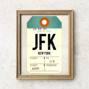Airport Code Art Print, 8 Custom Tag Designs on 1 Print (many