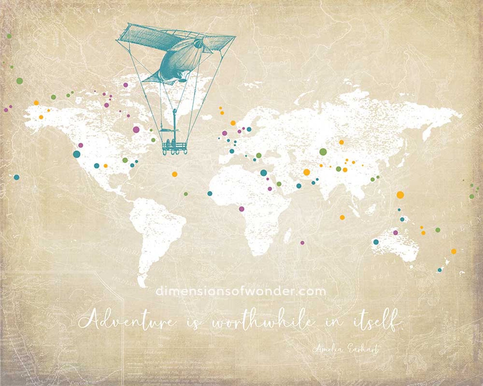 Pink Nursery Wall Art, World Map Art, World Map Print, Nursery Map Art