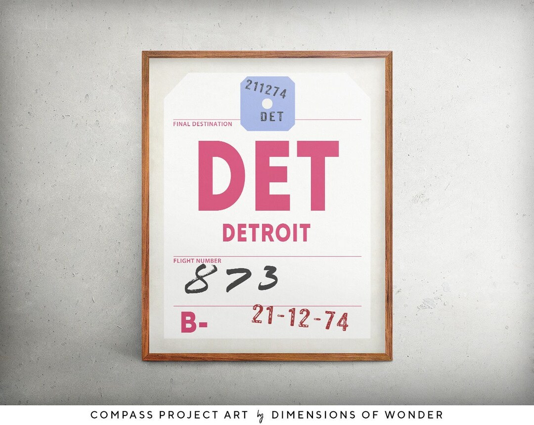 Detroit Print, Airport Code Detroit Print, Detroit Airport Vintage ...
