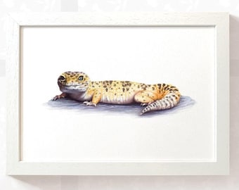Leopard Gecko Portrait: Reptile Nursery Art Print
