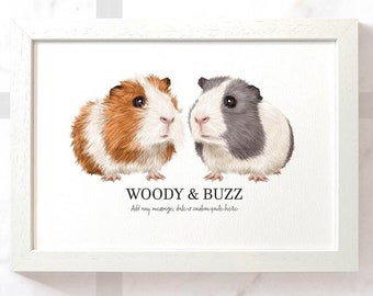 Gepersonaliseerde cavia-print – aangepaste koosnaam en vachtkleur, verjaardagscadeau, kunst aan de muur voor liefhebbers van cavia's