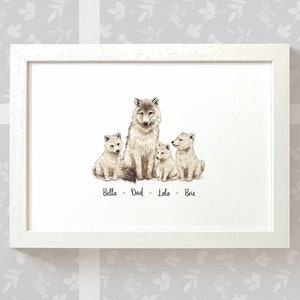 Family portrait Wolf print mothers day gift, 50th anniversary gifts for parents, mother in law gift, 50th birthday gift for women