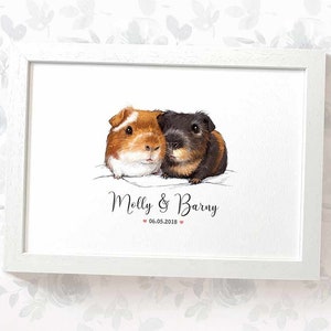 Guinea Pig Wedding Gifts, Personalised Print Engagement Gifts or 1st Anniversary Gift for Her, Valentines Day Gift for Him