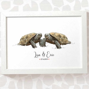 Tortoise Wedding Gifts, Personalised Print Engagement Gifts or 1st Anniversary Gift for Her, Valentines Day Gift for Him