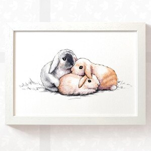 Rabbit Family Print: Bunny Nursery Wall Art