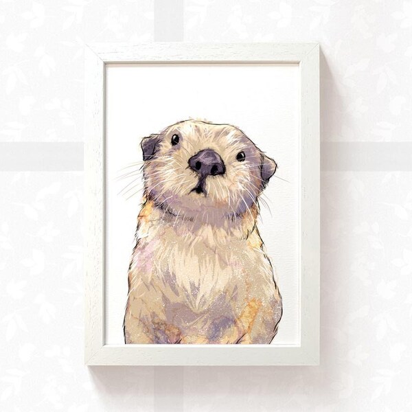 Otter print nursery wall art, baby shower gift nursery prints, newborn gift first birthday gift baby room decor, new mum gift otter gifts