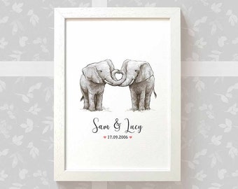 Personalised I Love You Photo Frame Anniversary Wedding Engagement Valentines Gift for Wife Husband Girlfriend Boyfriend Elephant