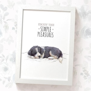 Border Collie dog print &quot;Enjoy the Simple Pleasures&quot; housewarming gift for best friend new home gift, border collie gifts dog birthday gift