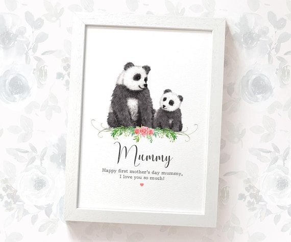 Portrait de famille Panda imprimé cadeau de fête des mères