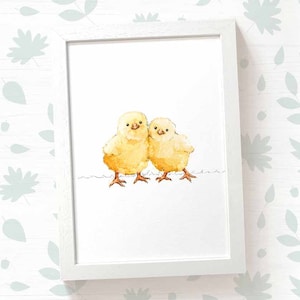 Twin Chick Print: Farm Animal Nursery Decor