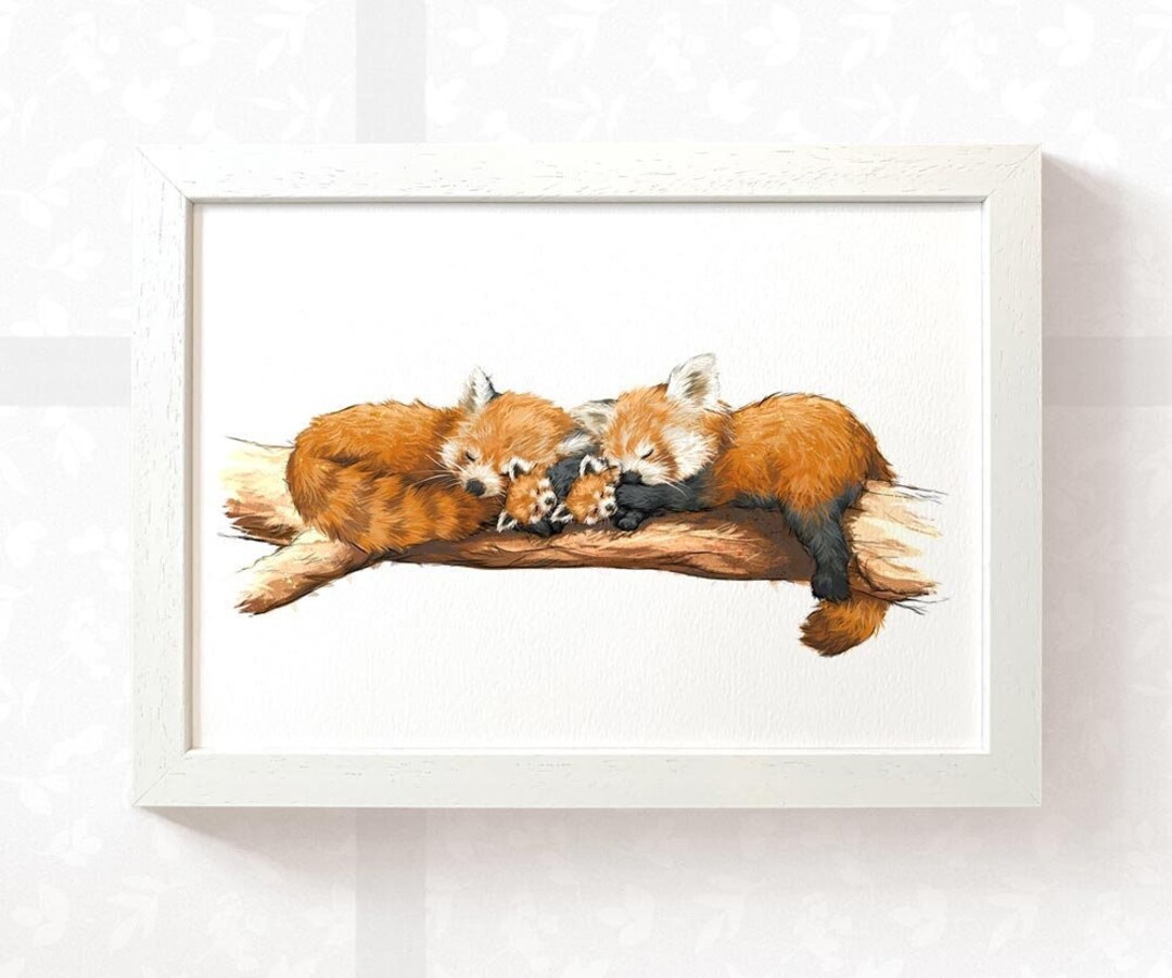 Red Panda Print Family of 4 Jungle Wall Art, Twin Baby Gift Zoo Animal ...