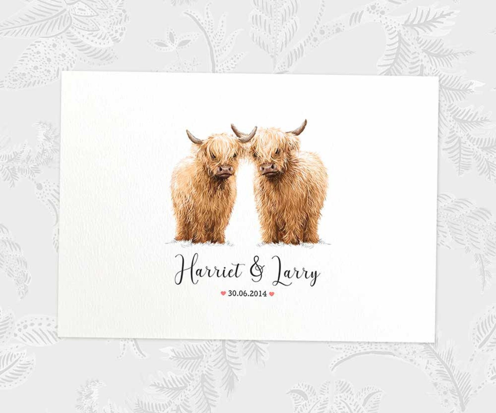 Highland Cow Anniversary Print Highland Cattle Wedding Gift Etsy