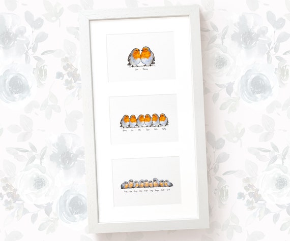 Robin Family Tree Set of 3 Prints 50th Anniversary Gifts for - Etsy