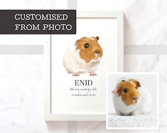 Aangepaste cavia-print in de kleur en het patroon van je huisdier, gepersonaliseerd vanaf foto, gepersonaliseerde cadeaus, ingelijst of niet ingelijst 5 x 7 8 x 10 A4 A3