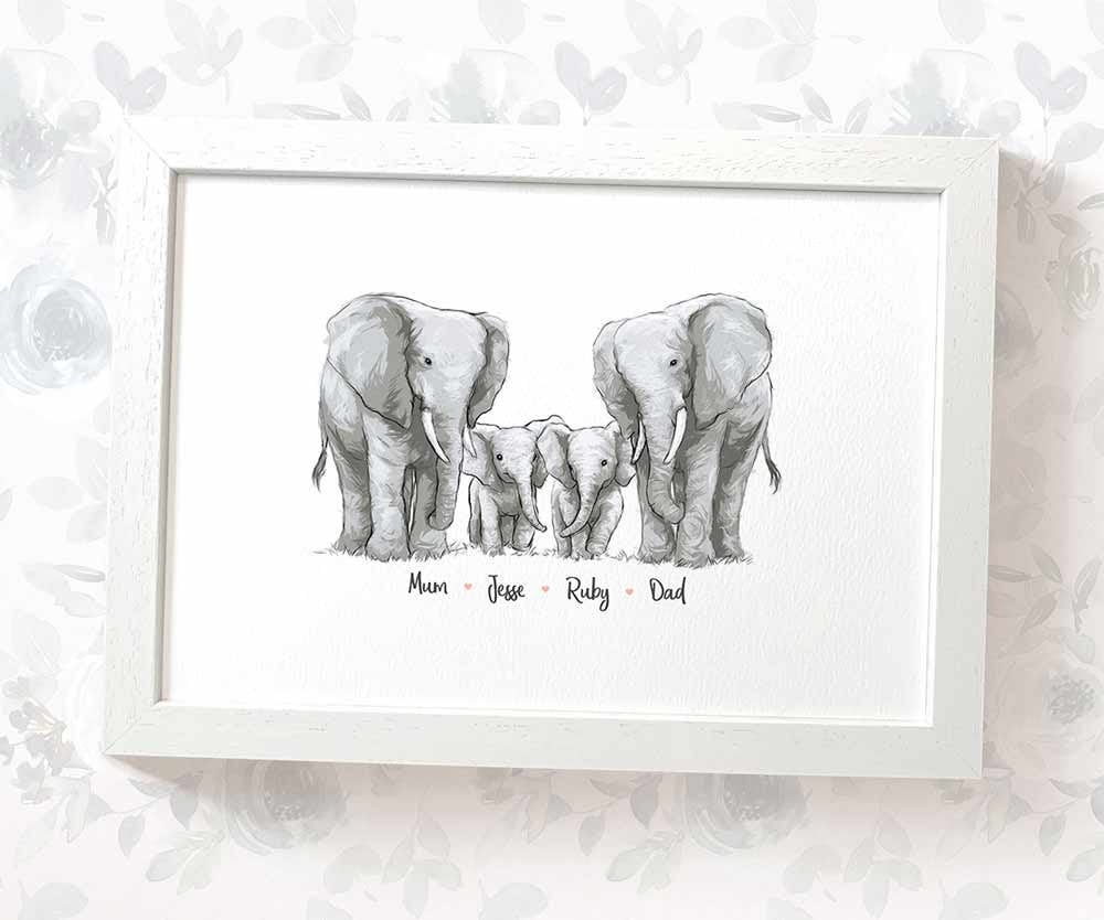 Dad Gift Family Print Personalised Elephant Family Print Mum Gift Home Gift 