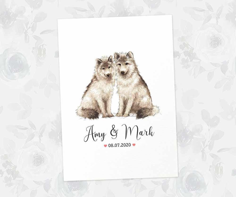 Regalos de boda de lobo, regalos de compromiso con impresión personalizada  o regalo de primer aniversario para ella, regalo de San Valentín para él -  Etsy México, image size:1000x834