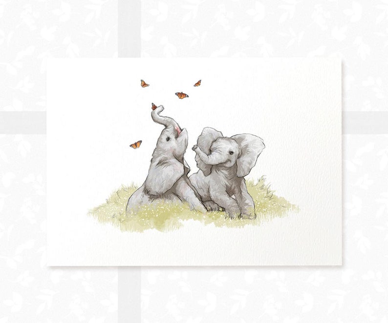 Set of 4 Baby Elephant Prints Nursery Safari Decor Elephant Etsy UK