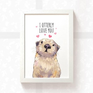 Impression loutre « Je t'aime beaucoup », cadeau de Saint-Valentin pour elle, 1er anniversaire de mariage pour mari