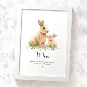 Rabbit print christmas gift, personalized gifts for mum or dad, thank you grandma present