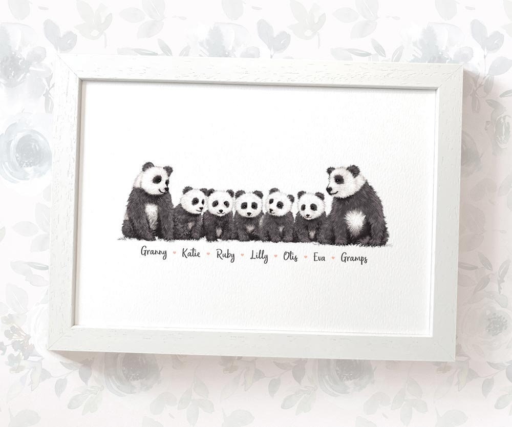 Portrait de famille Panda imprimé cadeau de fête des mères