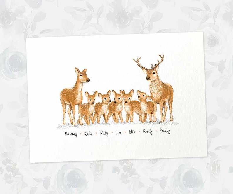 personalised-deer-family-print-deer-and-stag-family-name-etsy