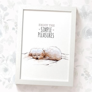 Maltese Dog Print: &quot;Enjoy the Simple Pleasures&quot; Puppy Art