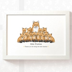 Fuchs-Druck, Geschenke zum Schulende, beste Lehrer-Geschenke Füchse Schule Wandkunst Klassenzimmer-Dekor, danke, dass Sie Lehrer-Ruhestandsgeschenk von der Klasse sind