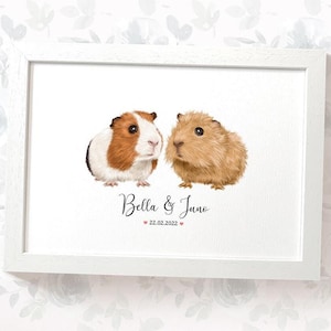 Cadeaux de mariage de cochon d'Inde, cadeaux de fiançailles imprimés personnalisés ou cadeau de 1er anniversaire pour elle, cadeau de Saint-Valentin pour lui