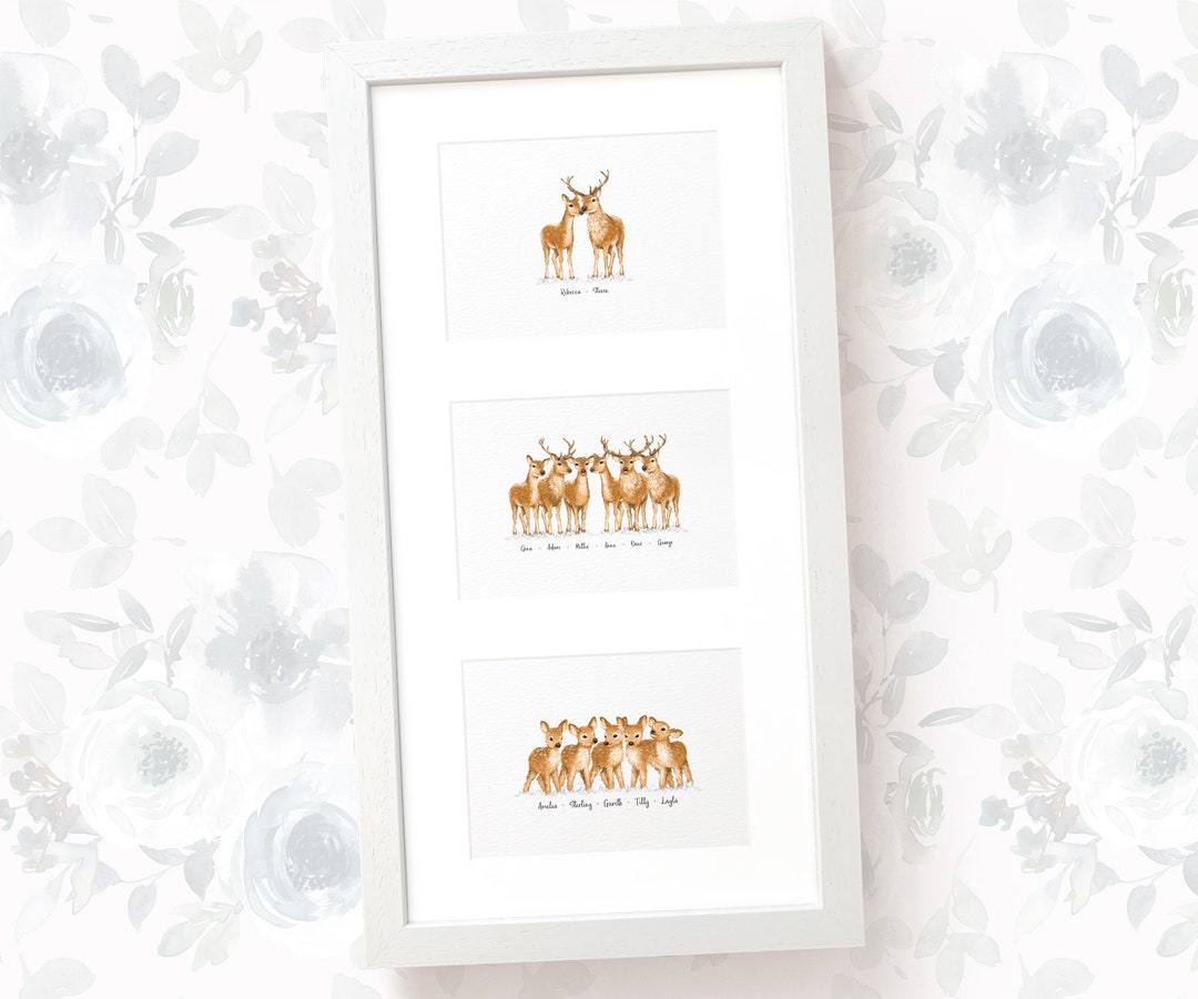 deer-family-tree-set-of-3-prints-christmas-gift-50th-etsy