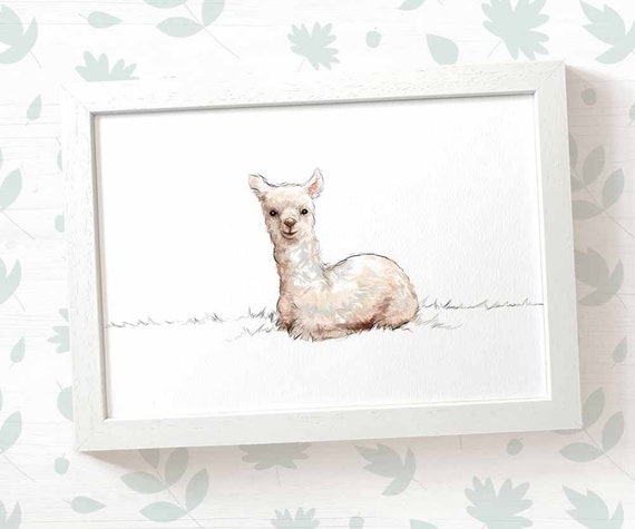 Bebe Lama Farm Animal Nursery Print Cadeau De Douche De Bebe Etsy