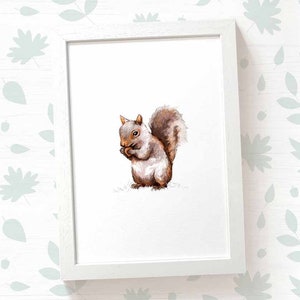 Squirrel print woodland nursery decor, woodland baby shower gift, newborn gift woodland nursery prints, new mum gift squirrel gifts image 1