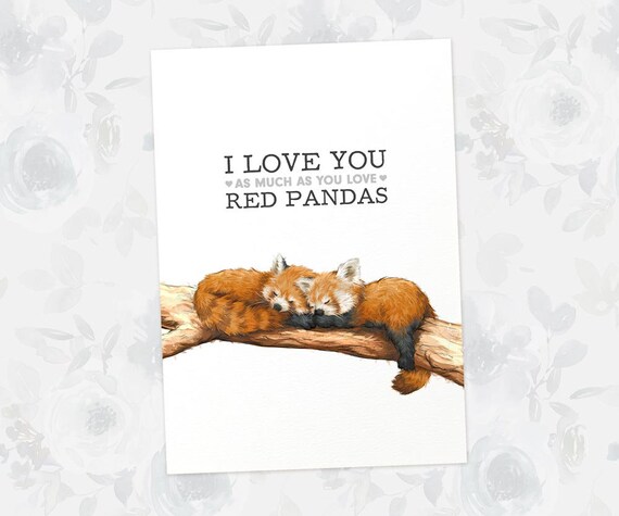 Red Panda Print 1st Anniversary Gift I Love You As Much Etsy