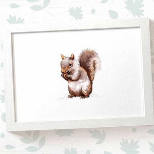 Squirrel print woodland nursery decor, woodland baby shower gift, newborn gift woodland nursery prints, new mum gift squirrel gifts image 2