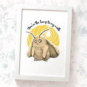 Moth Lamp Print &quot;you&#39;re the lamp to my moth&quot; Valentines Day Gift For Her, 1st Anniversary Husband Gift, Moth Meme Gifts