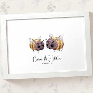 Cadeaux de mariage bourdon, cadeaux de fiançailles imprimés personnalisés ou cadeau de 1er anniversaire pour elle, cadeau de Saint-Valentin pour lui
