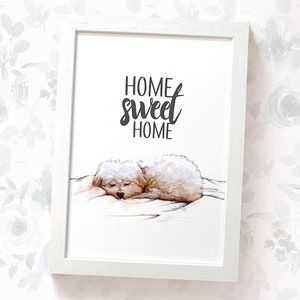 Maltese Dog print Home Sweet Home housewarming gift for best friend new home gift, maltese gifts dog birthday gift dog wall art image 1