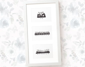 Panda Family Tree set of 3 prints mothers day gift, 50th anniversary gifts for parents, diamond wedding gift, mother in law gift