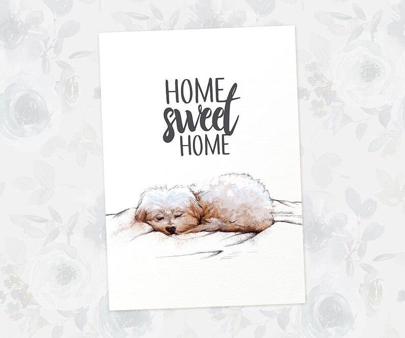 Maltese Dog print Home Sweet Home housewarming gift for best friend new home gift, maltese gifts dog birthday gift dog wall art image 2