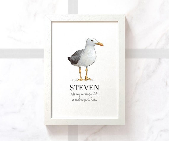 Pet Seagull print, seagull birthday gift seaside decor, seagull birthday gift nautical decor, seagull poster seaside gifts beach decor